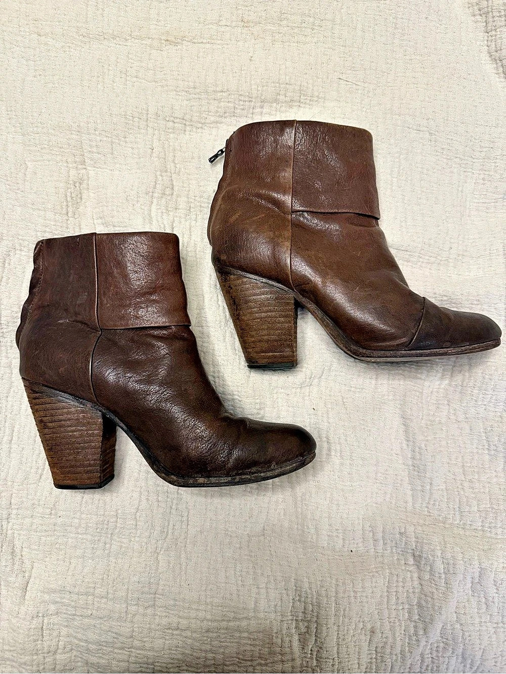 Rag & Bone Newbury Brown Leather Ankle Boots Booties Size 38.5 / 8.5